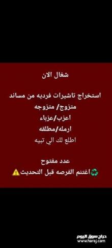 اصدار تاشيرات مساند عدد الي تبيه بشرط تكون غير موضف
